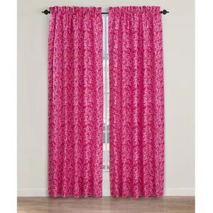 Pair Betsy Johnson Dense Roses Pink Red Curtains Panels Rod Pocket 52” x 85”